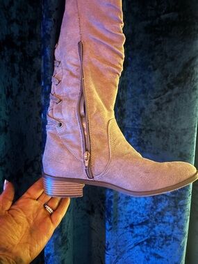 Women’s Taupe Suede Mid-Calf Boot with Side Zip